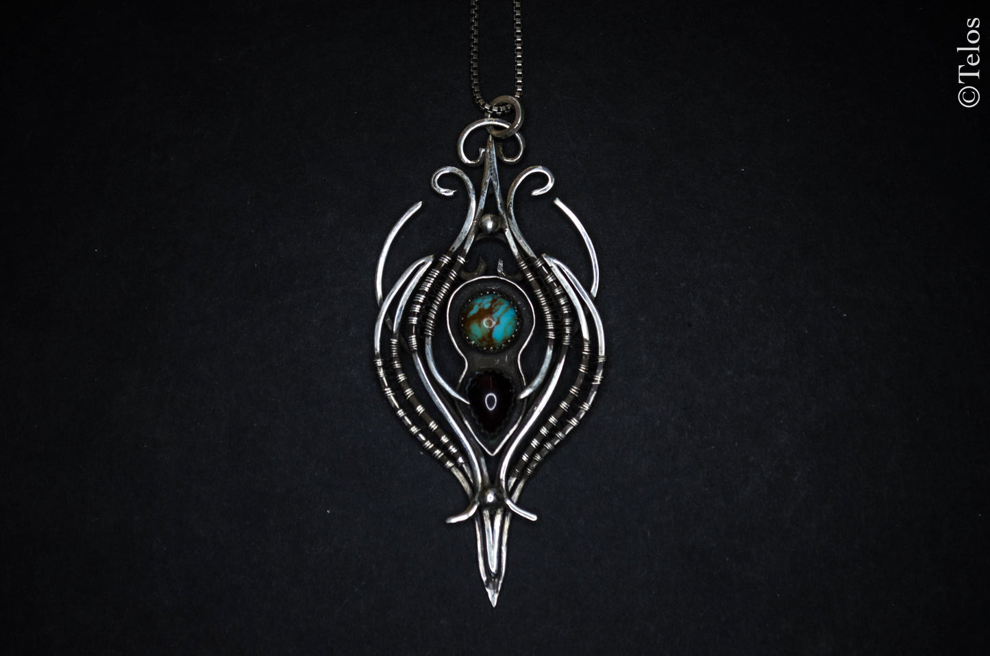 Sterling Silver Turquoise Garnet necklace