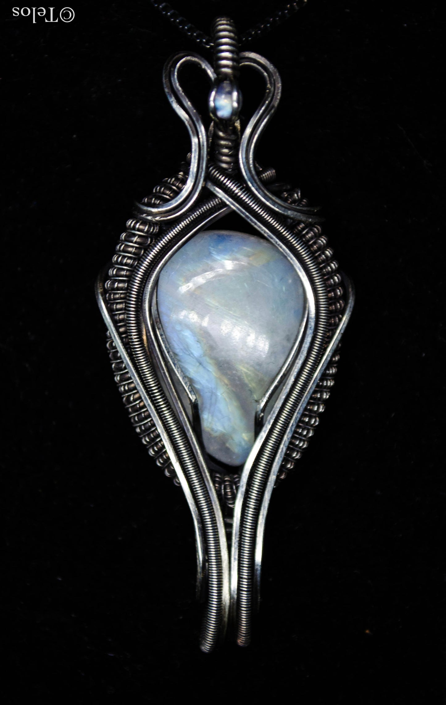 Sterling Silver rainbow Moonstone necklace