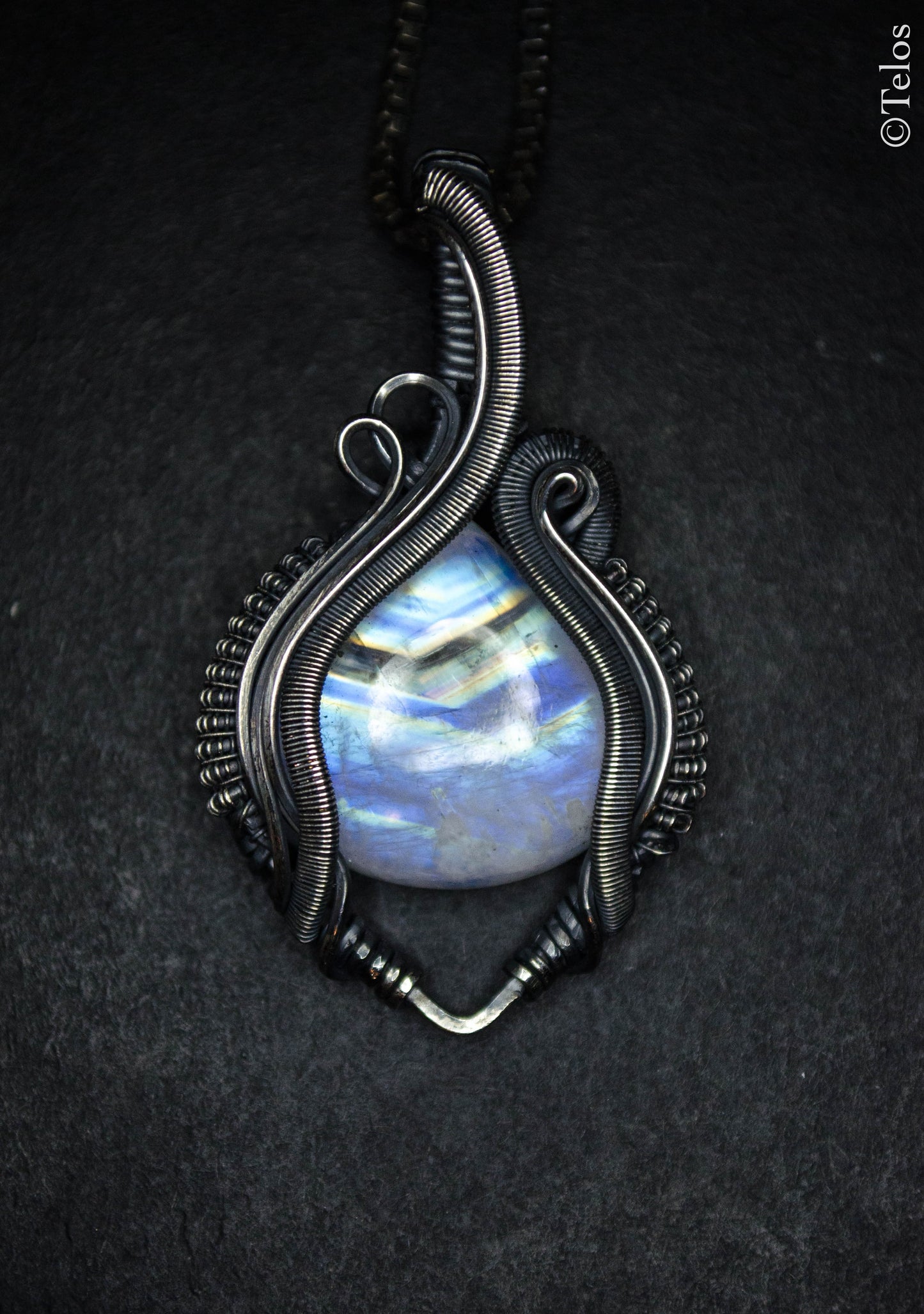 Sterling Silver Rainbow Moonstone Pendant