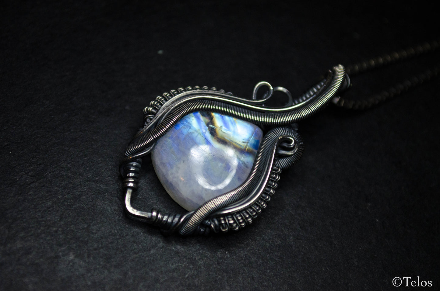 Sterling Silver Rainbow Moonstone Pendant