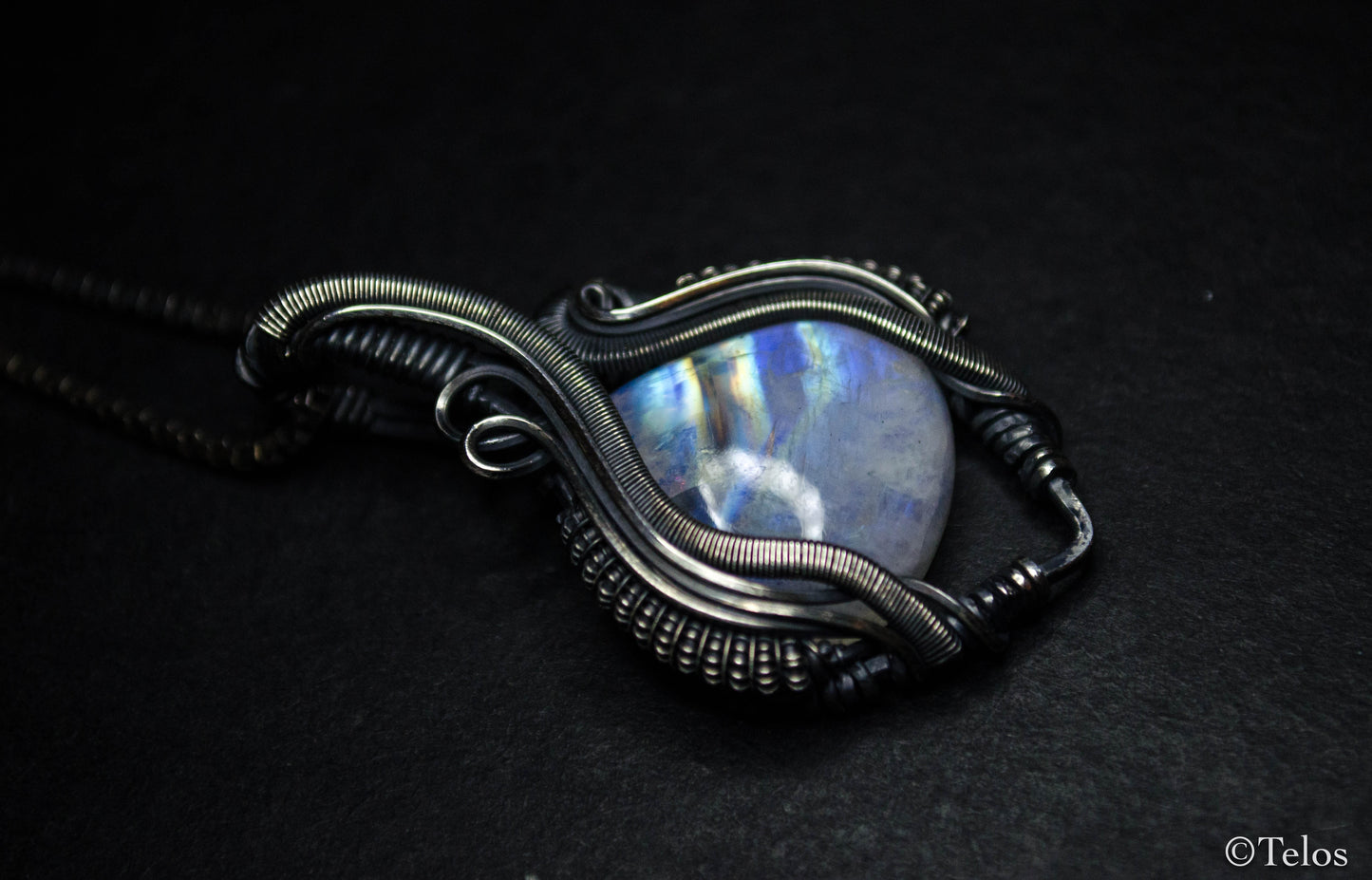 Sterling Silver Rainbow Moonstone Pendant