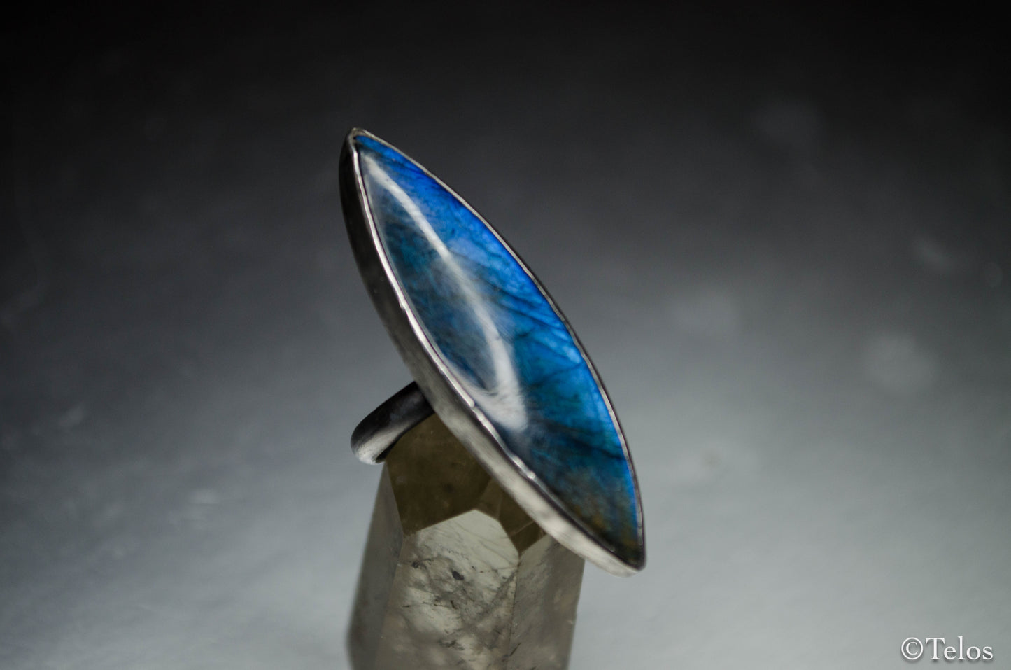 Blue labradorite Sterling silver statement ring (Adjustable)
