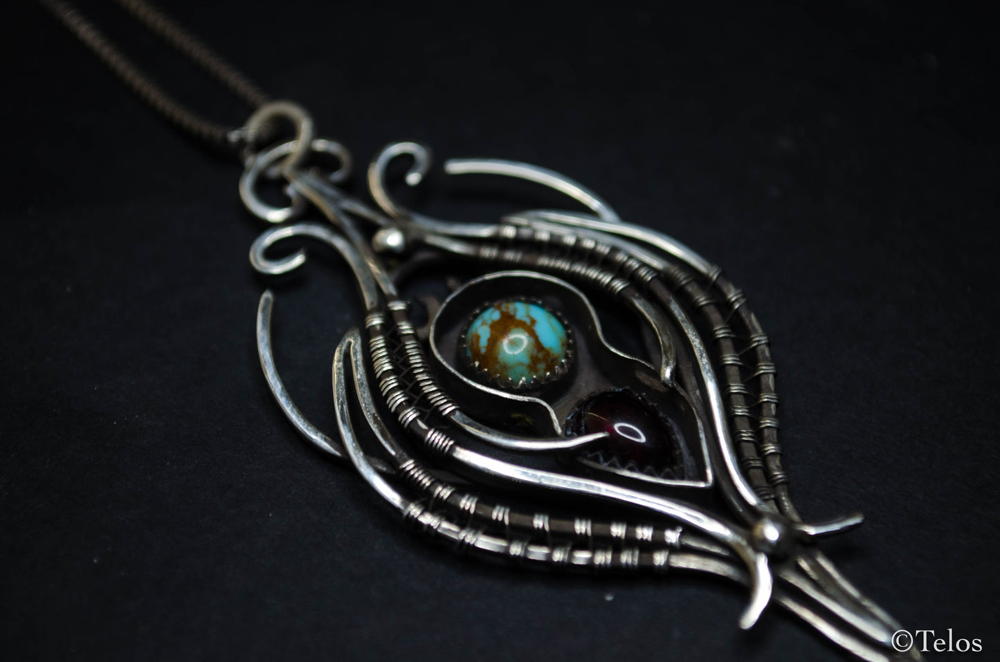 Sterling Silver Turquoise Garnet necklace