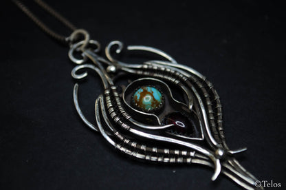 Sterling Silver Turquoise Garnet necklace