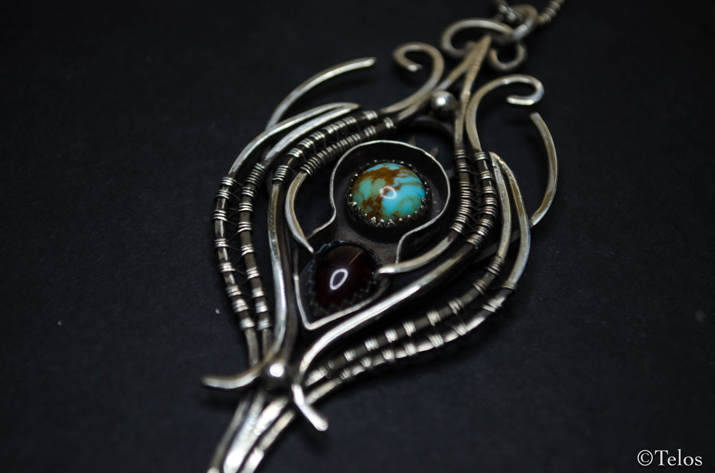 Sterling Silver Turquoise Garnet necklace