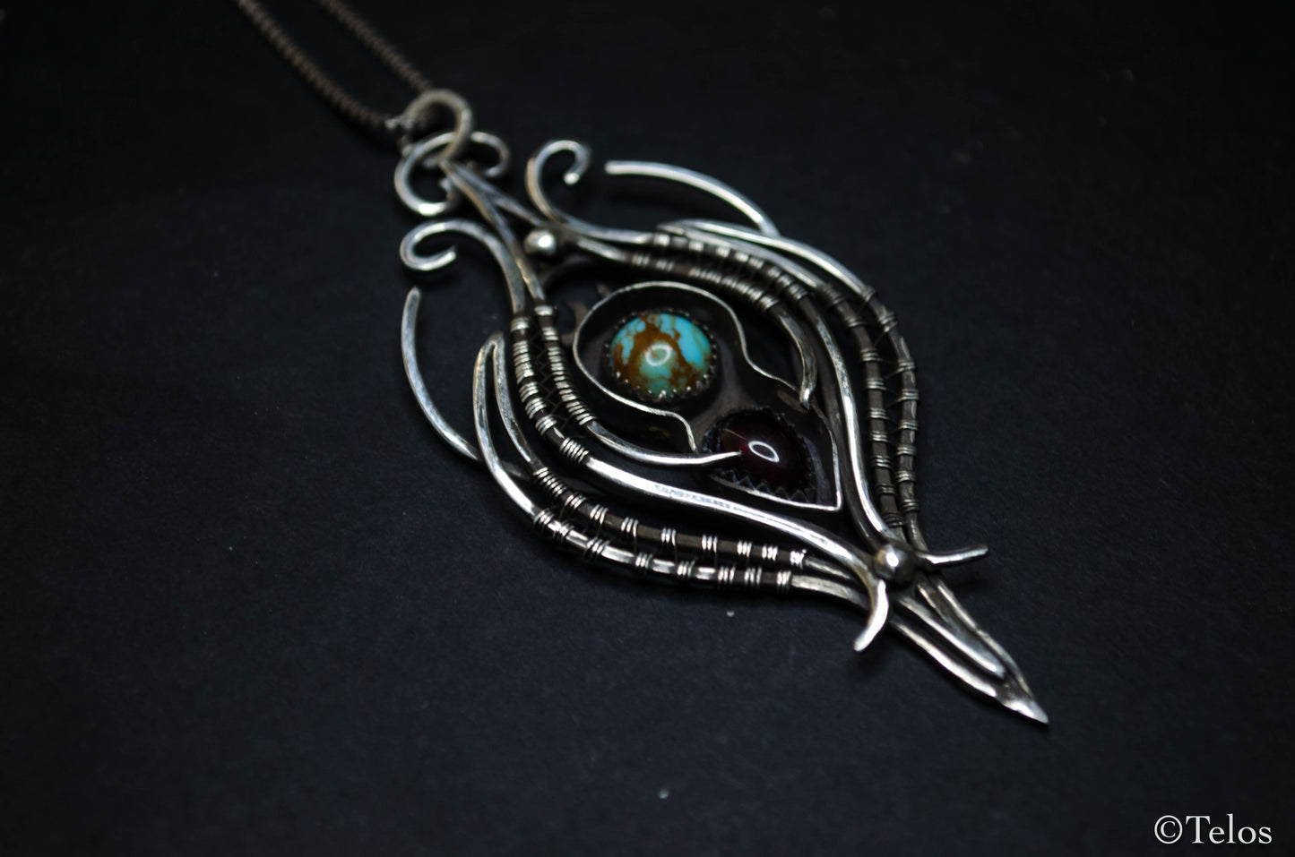 Sterling Silver Turquoise Garnet necklace