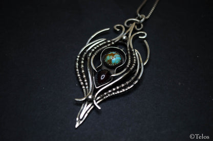 Sterling Silver Turquoise Garnet necklace