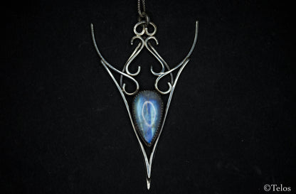 Sterling Silver Rainbow Moonstone Elven necklace