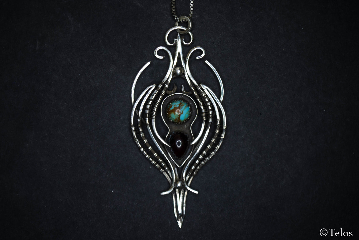 Sterling Silver Turquoise Garnet necklace