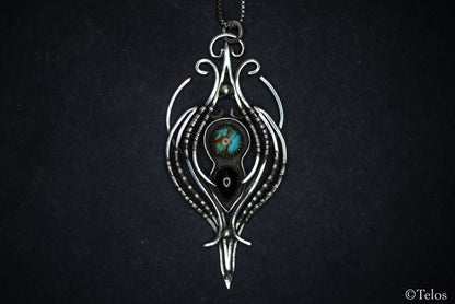 Sterling Silver Turquoise Garnet necklace