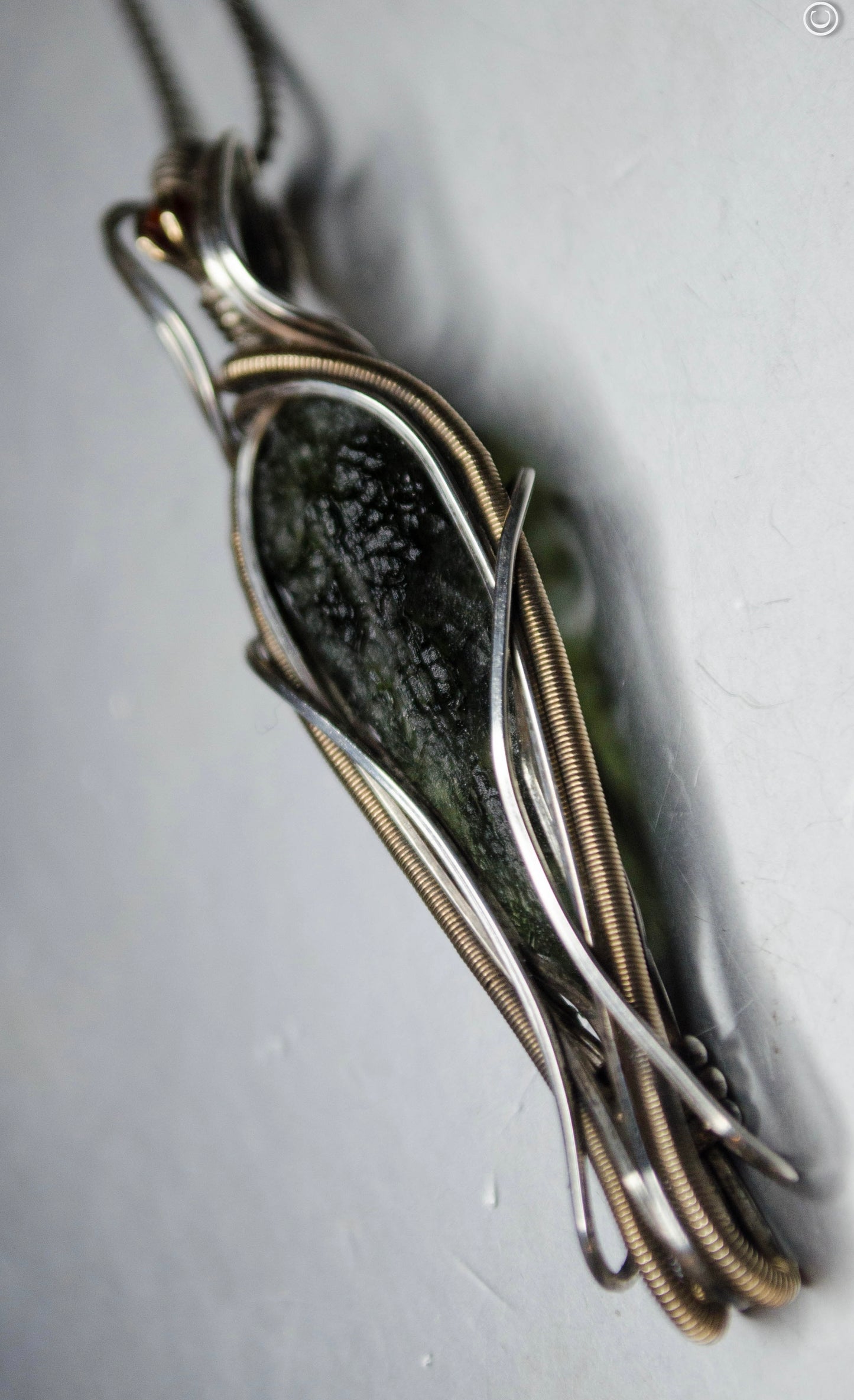 Sterling Silver and 14k Gold fill Moldavite necklace