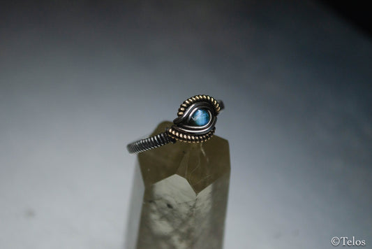 Sterling Silver and 14k Gold Labradorite ring