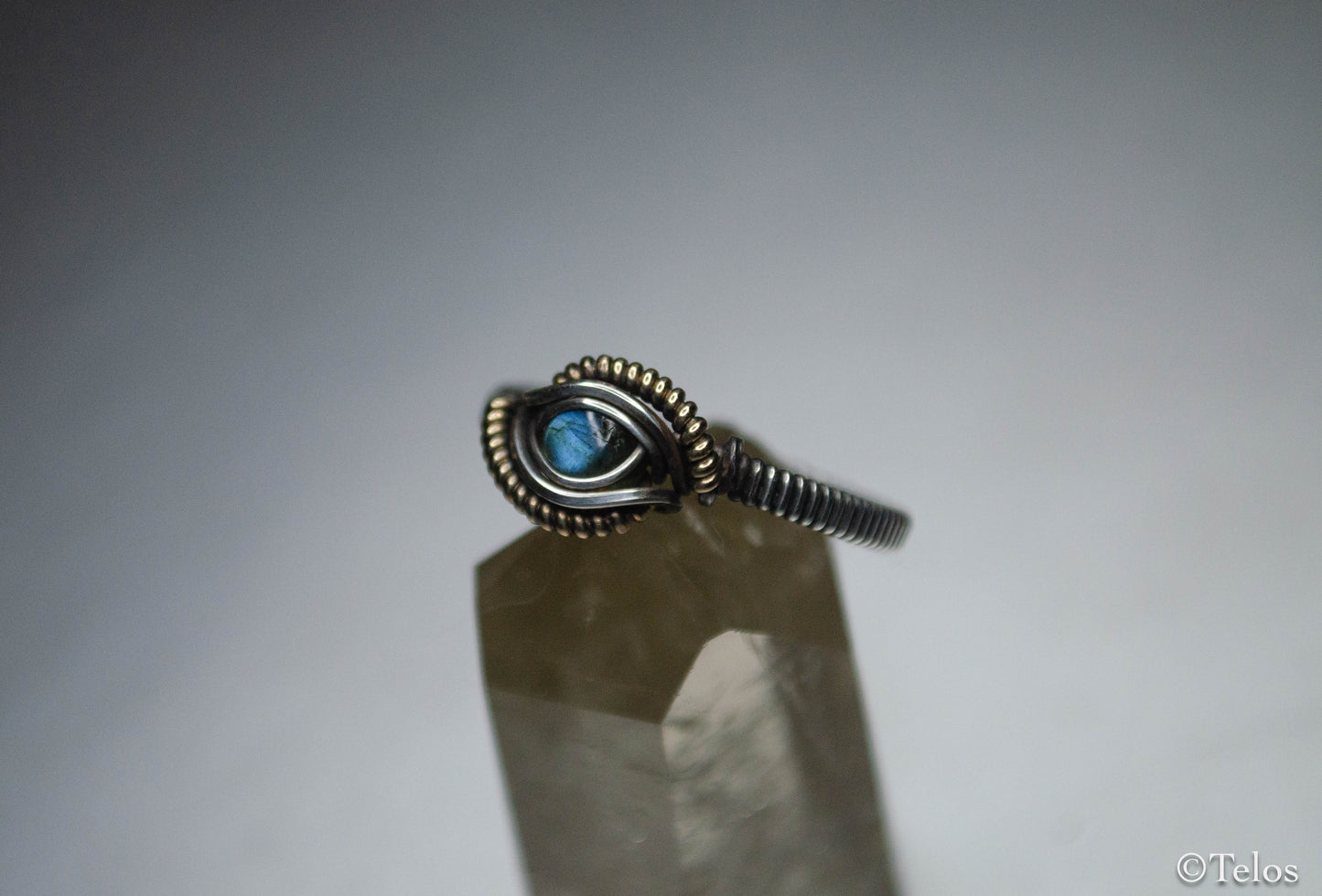 Sterling Silver and 14k Gold Labradorite ring