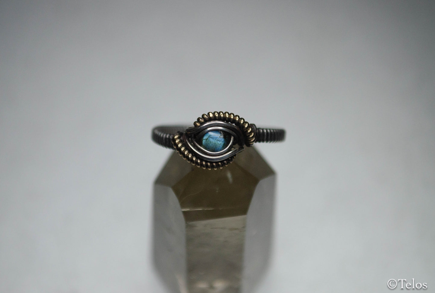 Sterling Silver and 14k Gold Labradorite ring