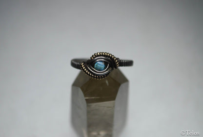 Sterling Silver and 14k Gold Labradorite ring