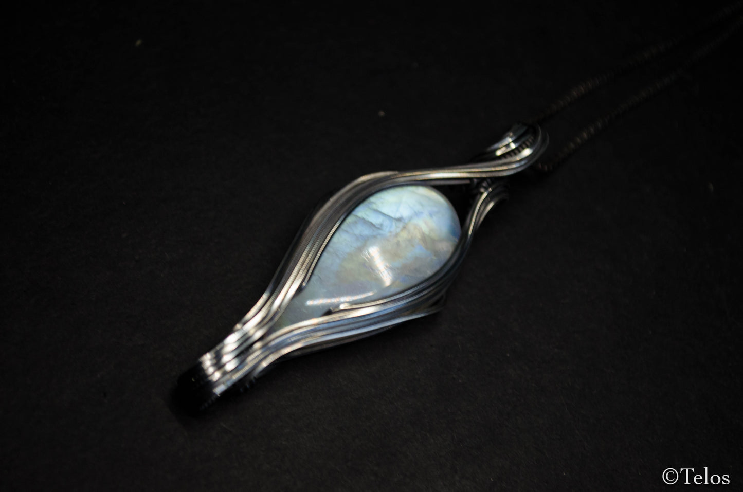 Sterling Silver rainbow Moonstone necklace