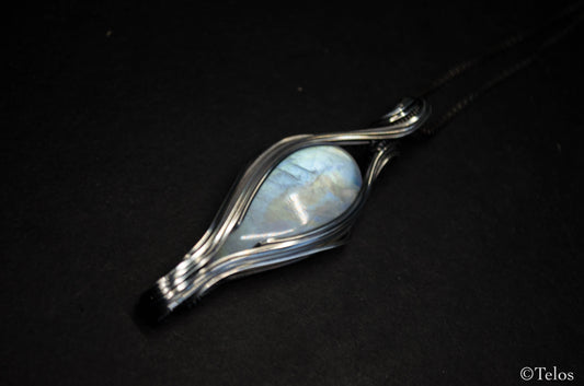Sterling Silver rainbow Moonstone necklace