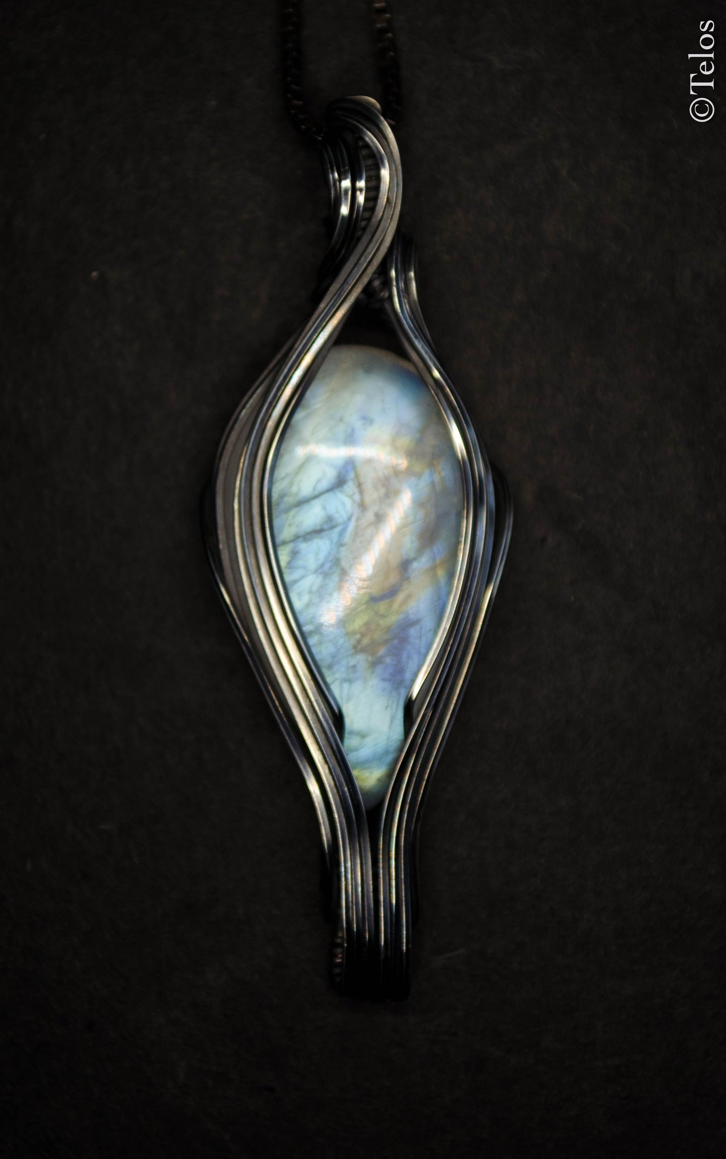 Sterling Silver rainbow Moonstone necklace