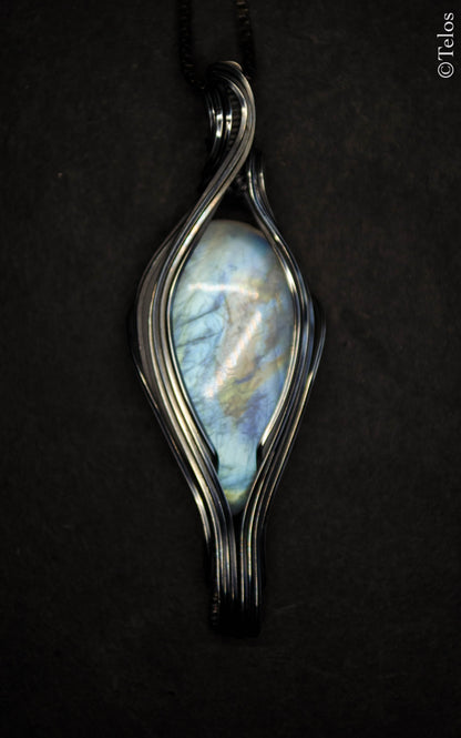 Sterling Silver rainbow Moonstone necklace