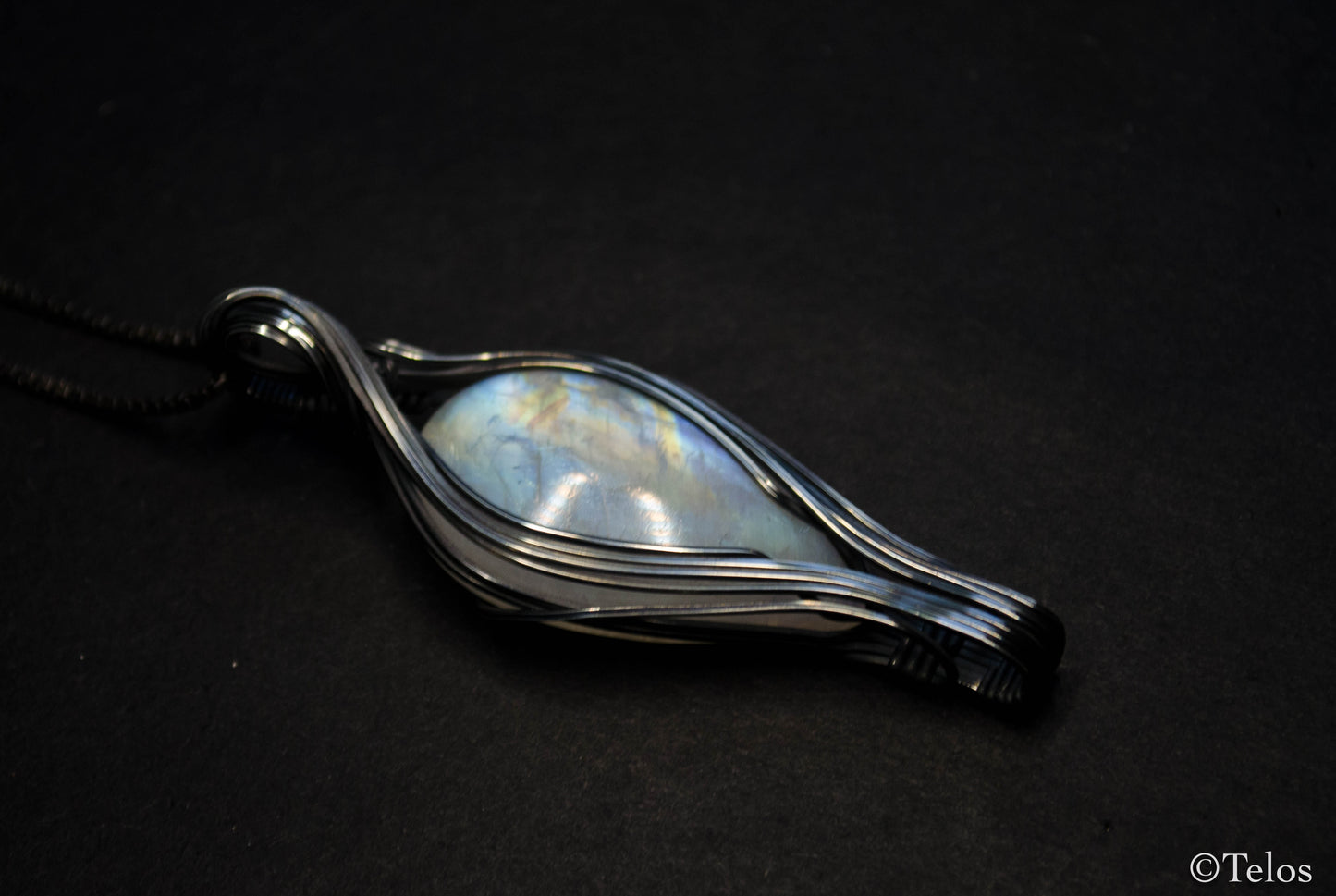 Sterling Silver rainbow Moonstone necklace