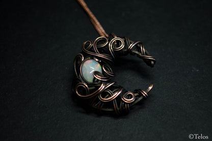 Opal Crescent Moon Necklace