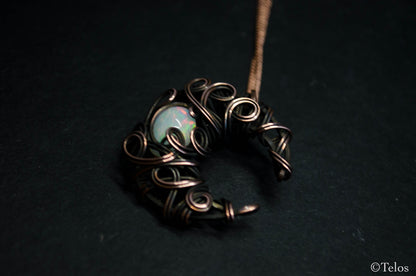 Opal Crescent Moon Necklace