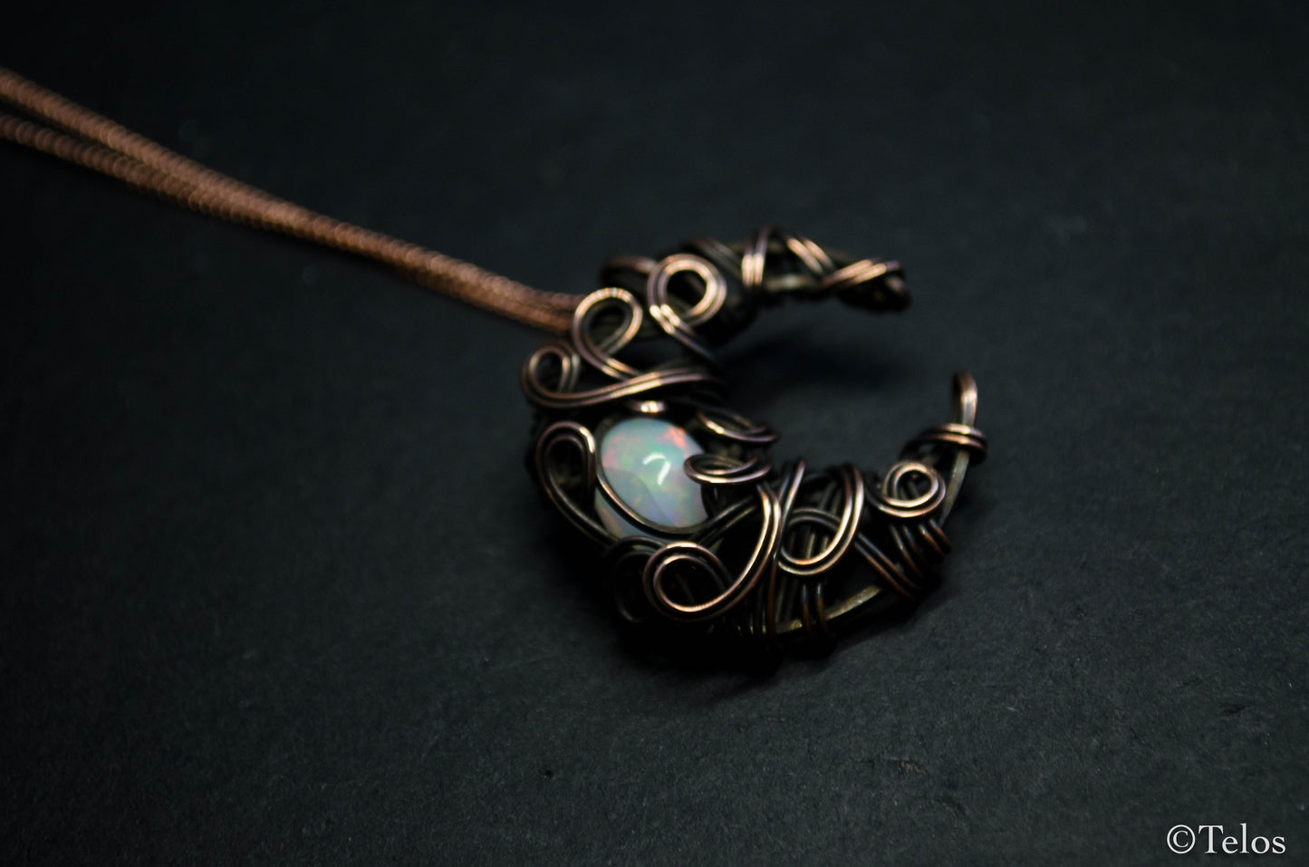 Opal Crescent Moon Necklace