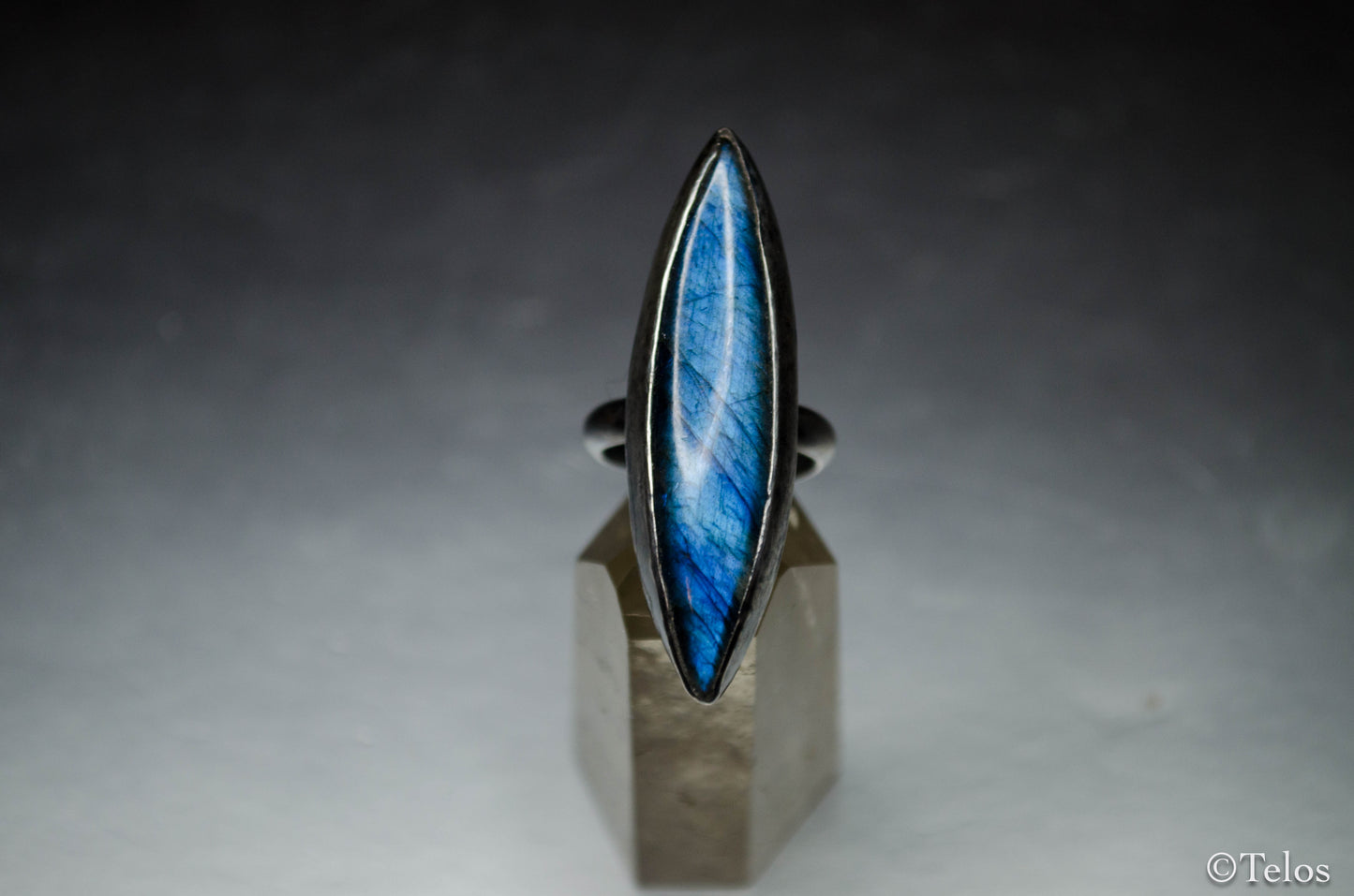 Blue labradorite Sterling silver statement ring (Adjustable)