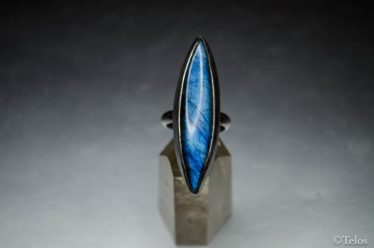 Blue labradorite Sterling silver statement ring (Adjustable)