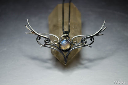 Rainbow moonstone sterling silver pendant