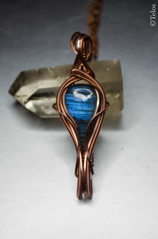 Labradorite space key necklace