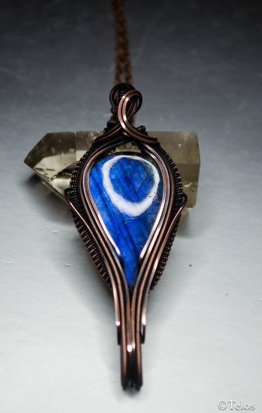 Labradorite space key necklace