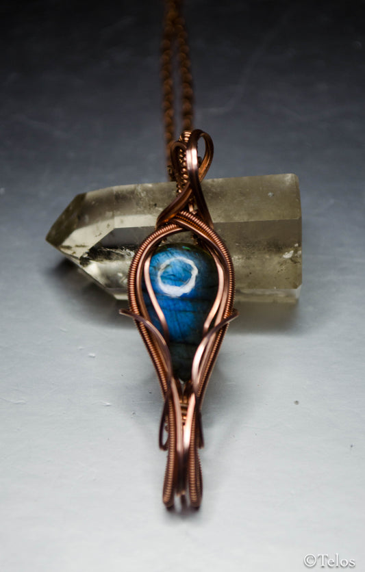Labradorite space key necklace