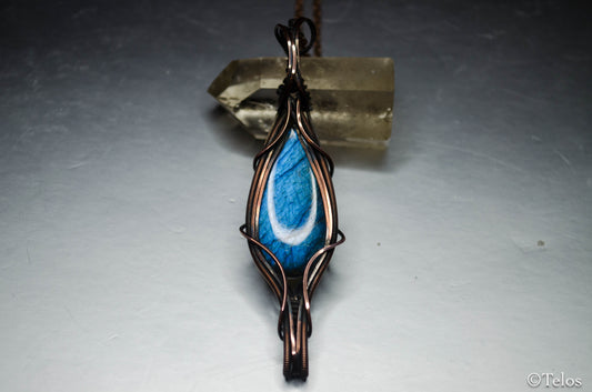 Labradorite space key necklace