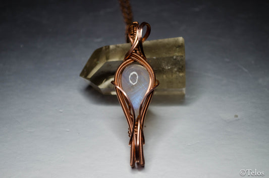 Rainbow Moonstone space key necklace