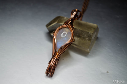Rainbow Moonstone space key necklace