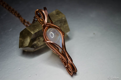 Rainbow Moonstone space key necklace
