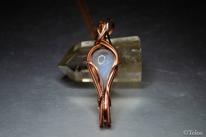Rainbow Moonstone space key necklace