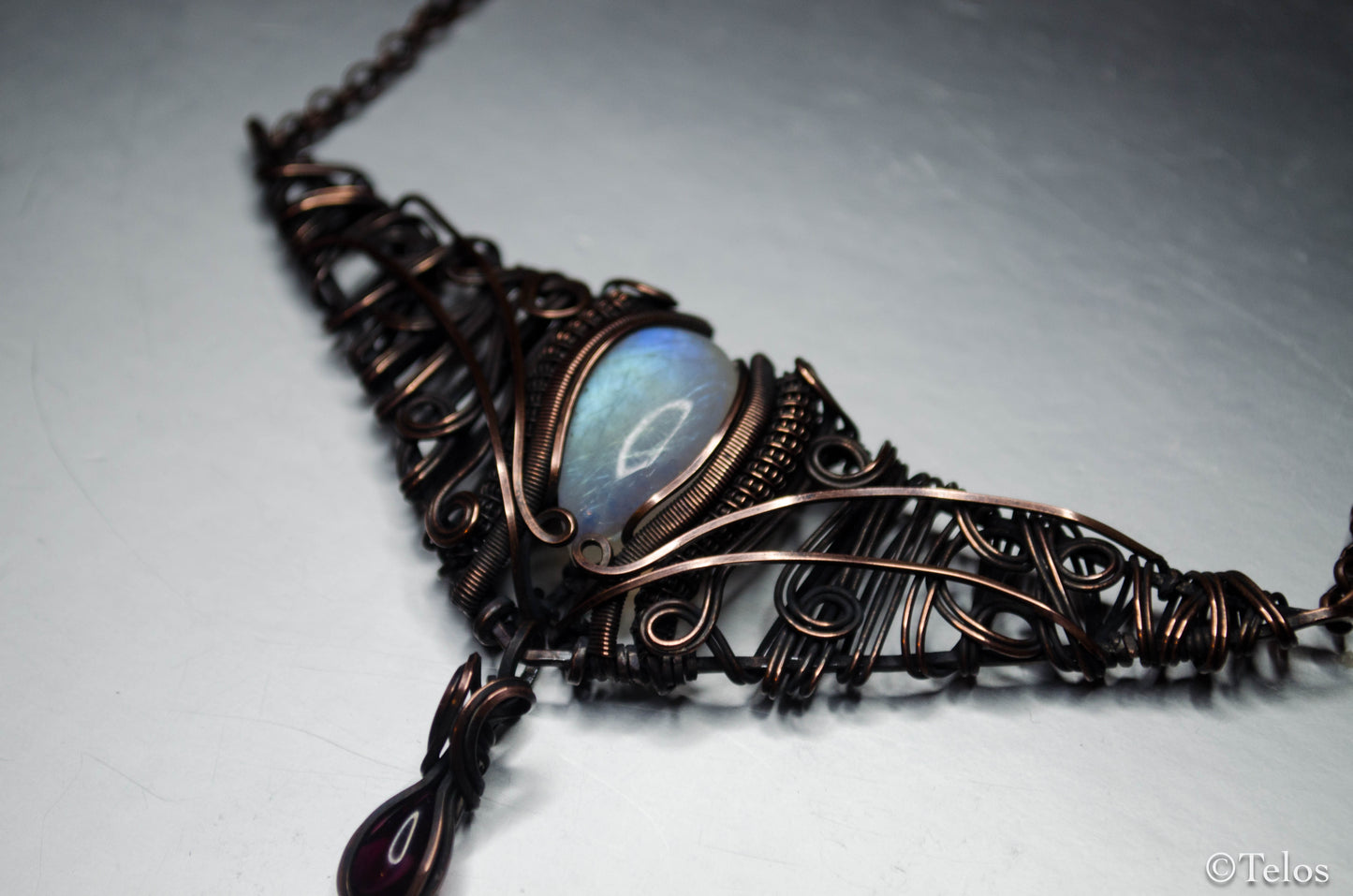 Rainbow Moonstone Statement neck piece