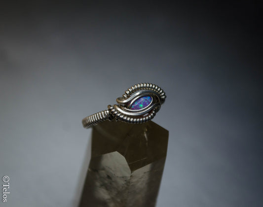 Ethiopian Opal Sterling Silver dragon eye ring