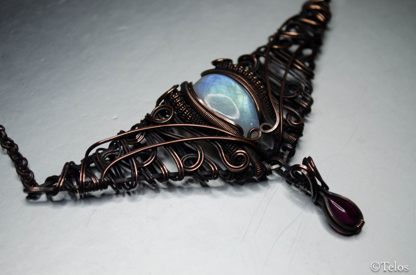 Rainbow Moonstone Statement neck piece