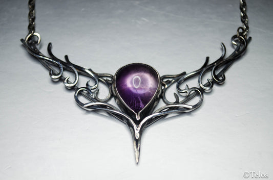 Amethyst Silver Statement Elven neck piece