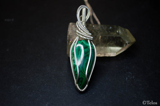 Sterling Silver Malachite Necklace