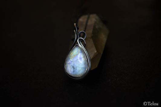 Sterling Silver Rainbow Moonstone necklace