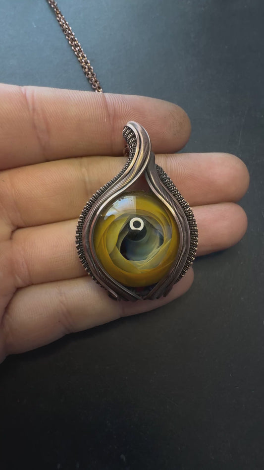 Hand blown Fumed glass copper Necklace