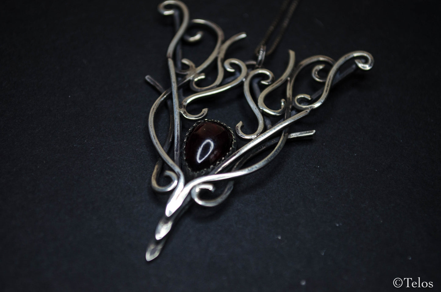 Sterling Silver Garnet Elven Necklace