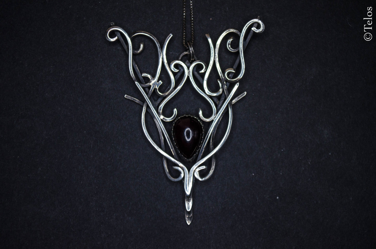 Sterling Silver Garnet Elven Necklace