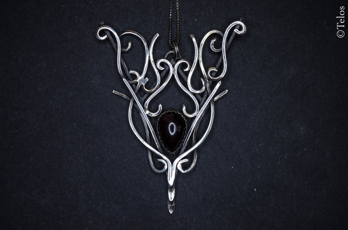 Sterling Silver Garnet Elven Necklace