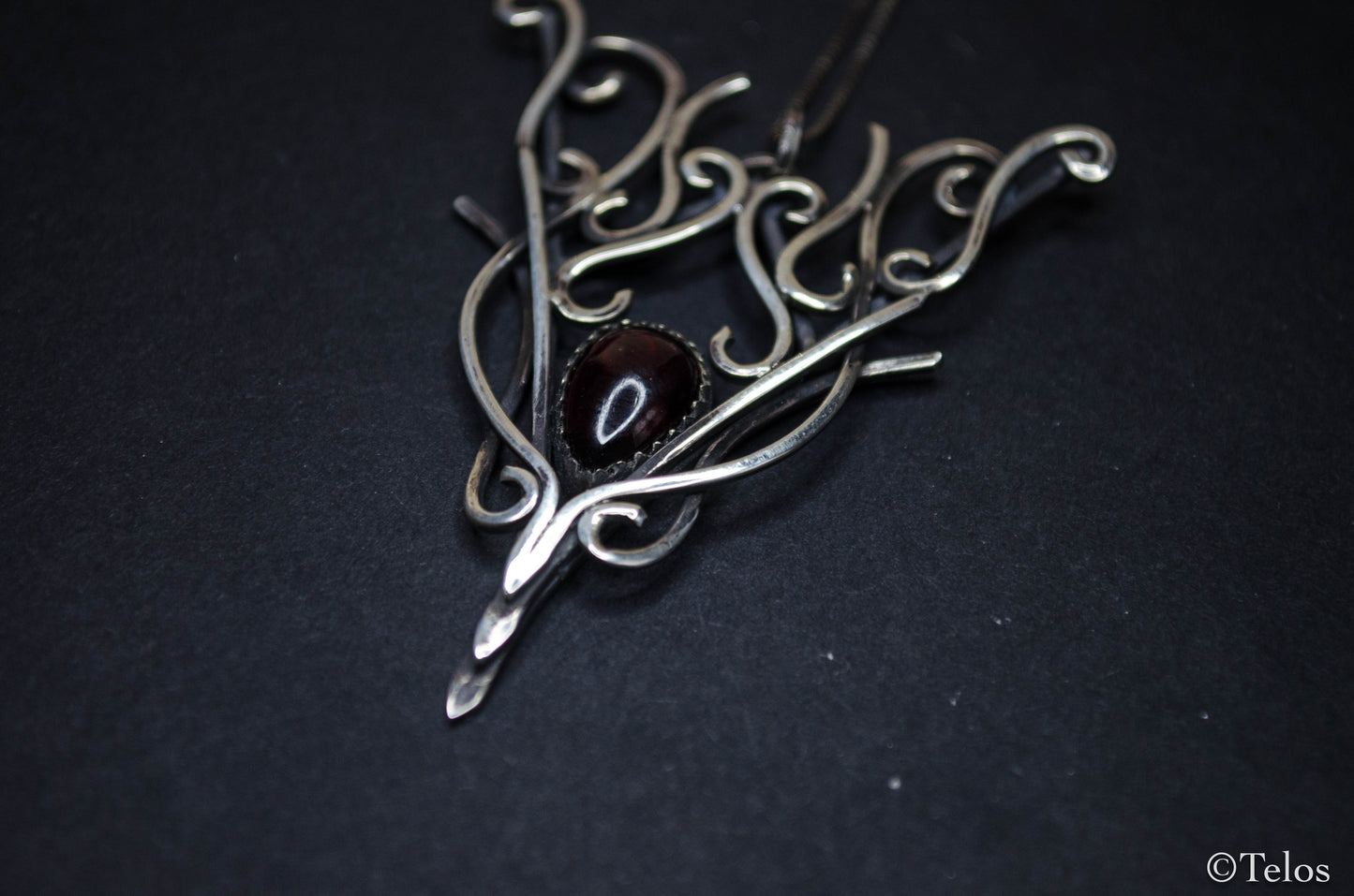 Sterling Silver Garnet Elven Necklace