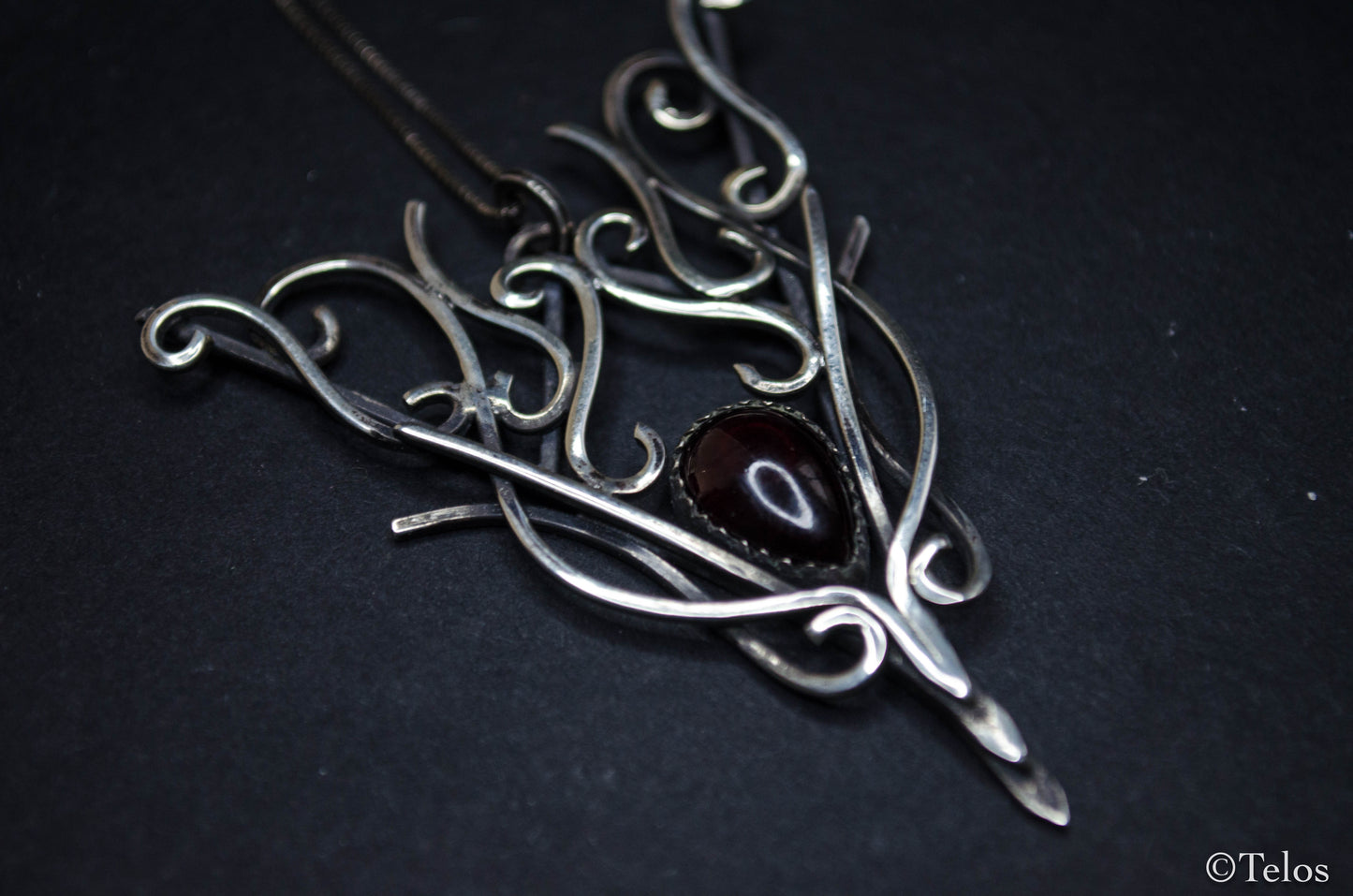 Sterling Silver Garnet Elven Necklace